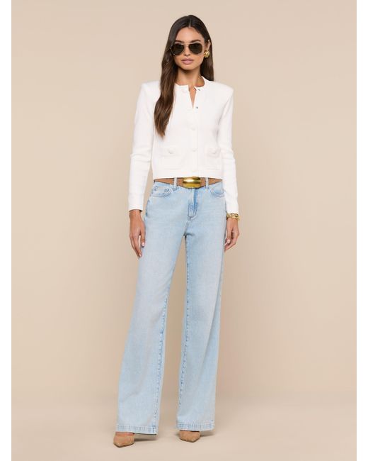 L'Agence Blue Patsy Cropped Cardigan