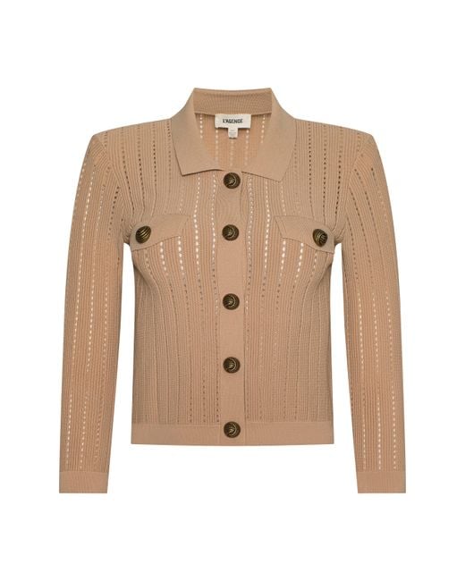L'Agence Blue Risa Collared Cardigan