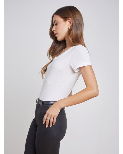 L'Agence White Cory Cotton Scoopneck Tee