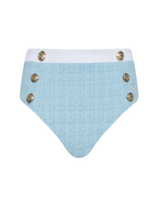 Bas De Bikini Taille Haute Vanessa, Bleu Poudré/Blanc L'Agence en coloris Multicolor