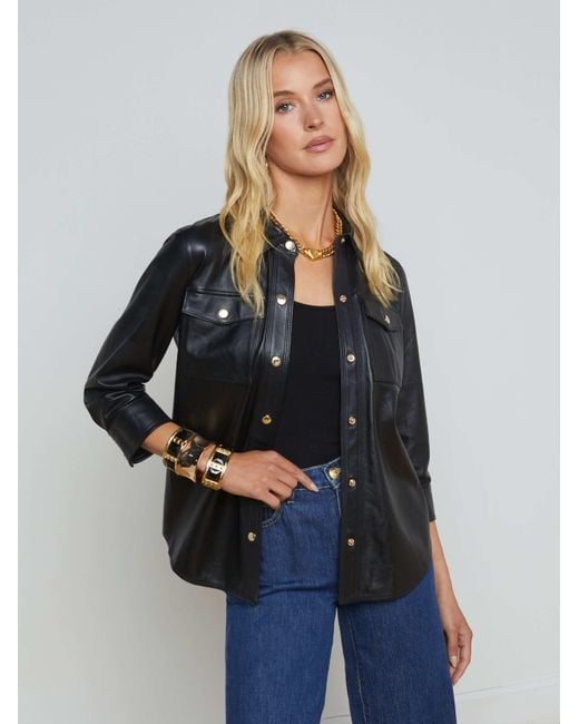 L'Agence Black 'Agence Avina Leather Shirt