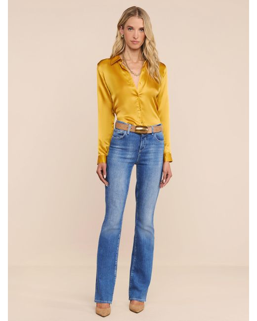 L'Agence Yellow Tyler Silk Blouse Top
