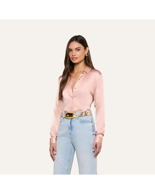 L'Agence Blue Tyler Silk Blouse Top