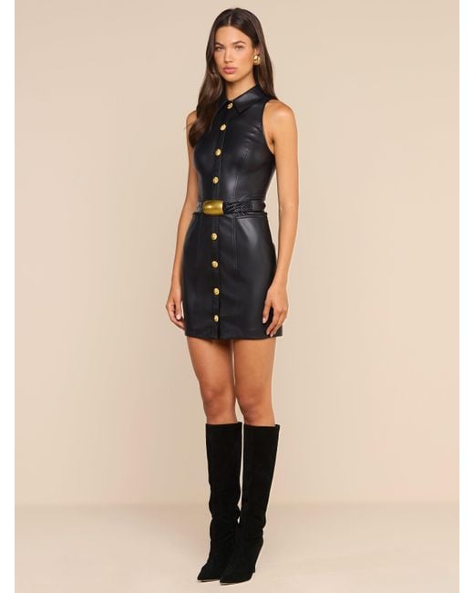 L'Agence Black Apolline Vegan Leather Dress