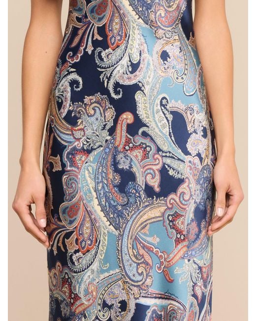 L'Agence Blue Seridie Silk Slip Dress