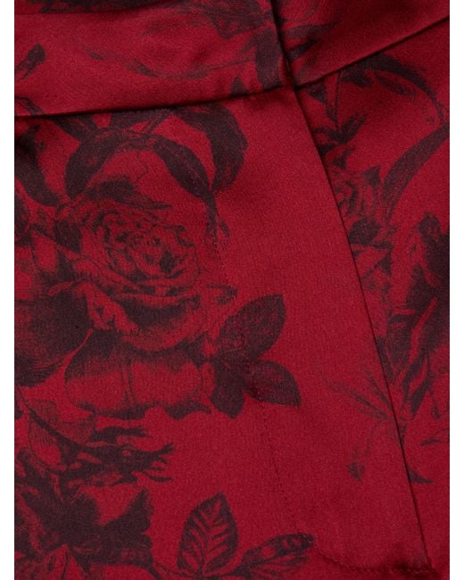 L'Agence Red Pilar Silk Wide-Leg Pants