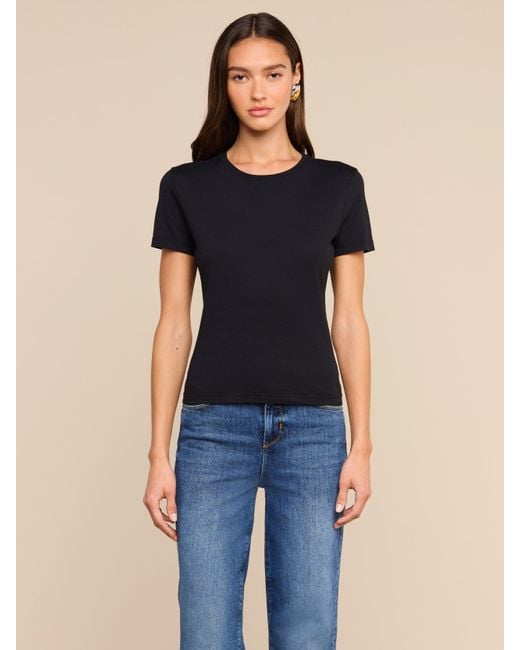 L'Agence Black Aileen Cotton Crewneck T-Shirt