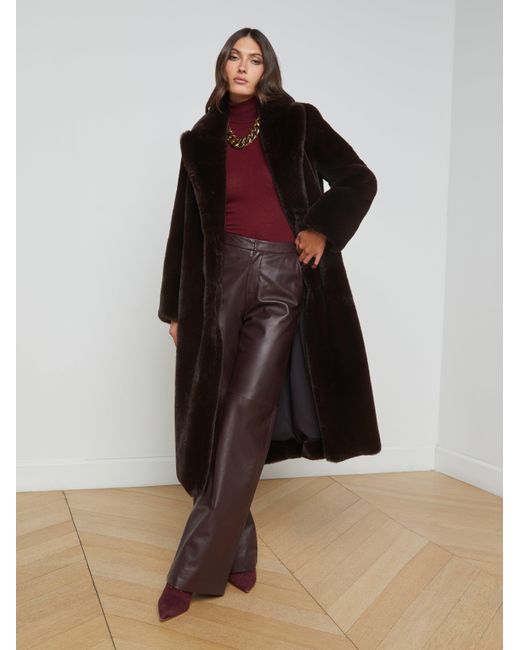 L'Agence Multicolor Luxe Vegan Fur Oversized Coat