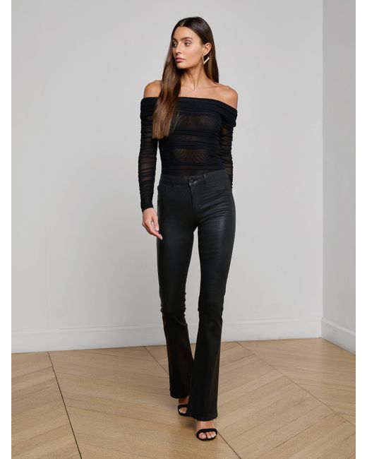 L'Agence Black Poppie Off-The-Shoulder Bodysuit