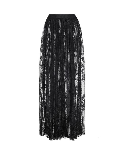 L'Agence Black Alona Lace Maxi Skirt