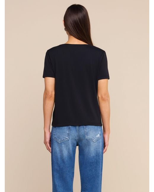 L'Agence Black Brianna Cotton V-Neck T-Shirt