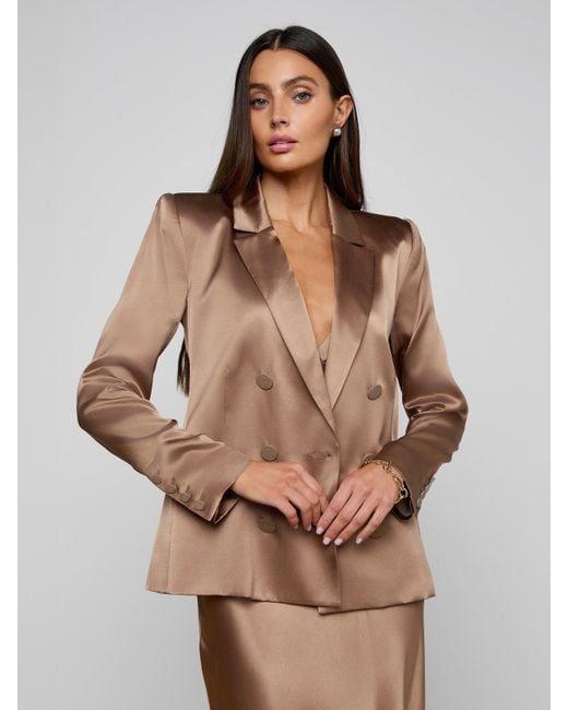L'Agence Brown Sena Silk Blazer