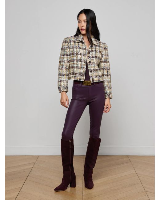 Veste En Tweed À Sequins Kasey, Tweed Chiné À Sequins Dorés L'Agence en coloris Brown