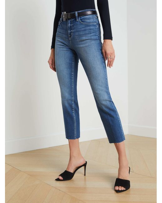 Jean Slim Taille Haute Court Sada En L'Agence en coloris Blue