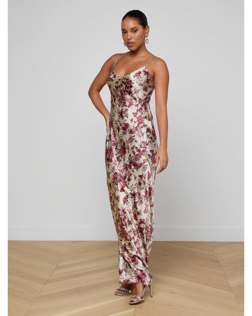 Robe De Soirée En Soie Serita, À Imprimé Toile Papillons L'Agence en coloris White