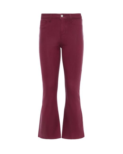 Jean 7/8 Évasé En Denim Enduit Kendra, Enduit Bordeaux Foncé L'Agence en coloris Red