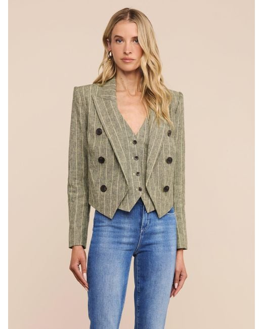 L'Agence Green Lila Linen-Blend Blazer