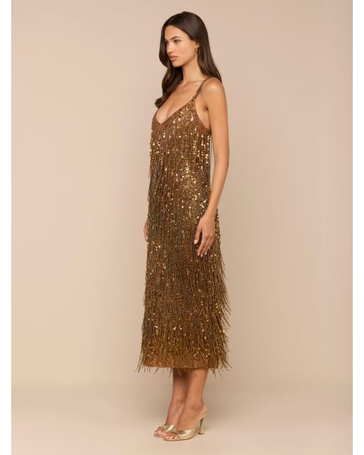 Robe Avec Franges À Sequins Noella, Doré L'Agence en coloris Natural