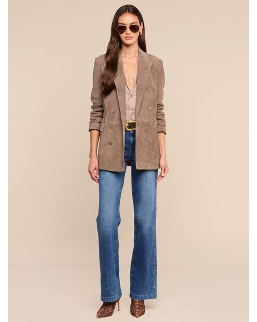 L'Agence Brown Aimee Oversized Suede Blazer