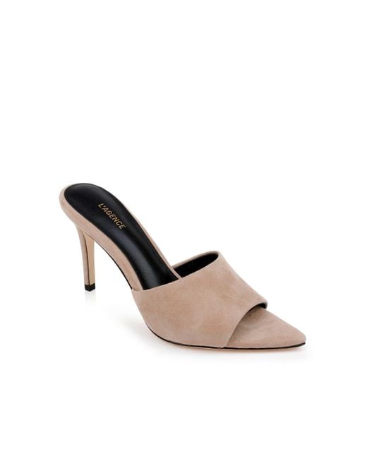 L'Agence Natural Lolita Suede Open-Toe Mule