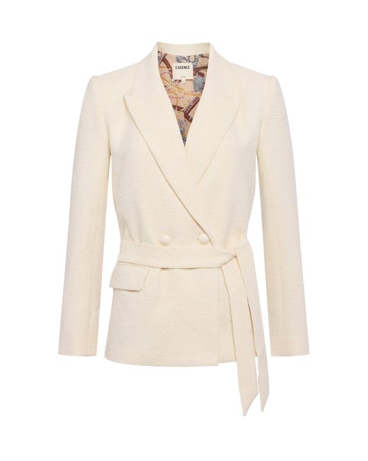 L'Agence Natural Jordana Tweed Wrap Blazer