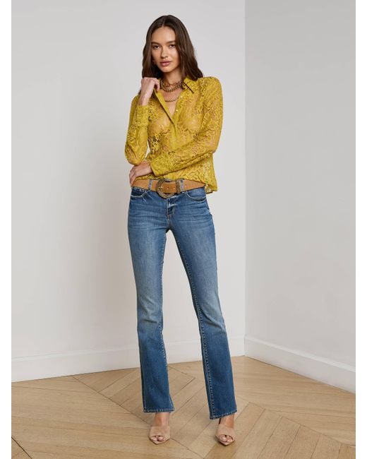 Chemisier En Dentelle Florale Maia, Dentelle Jaune Ceylan L'Agence en coloris Yellow