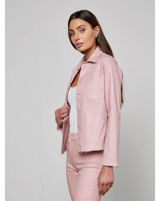 L'Agence Pink 'Agence Janelle Coated Jean Jacket