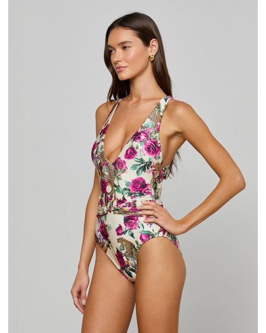 L'Agence Multicolor Lisa Plunge One-Piece Swimsuit