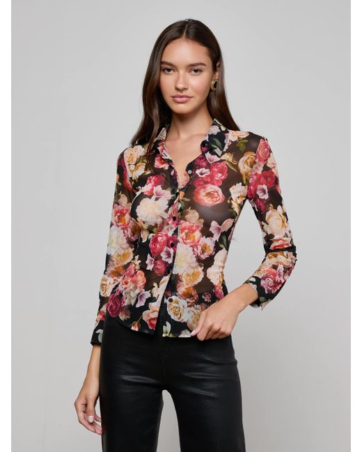 Chemisier En Mesh Indiana, Motif À Fleurs Multicolore L'Agence en coloris Red