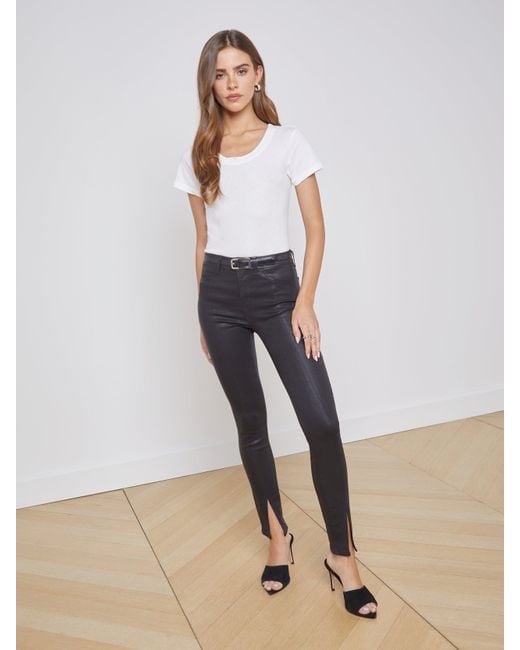 L'Agence White Cory Cotton Scoopneck Tee