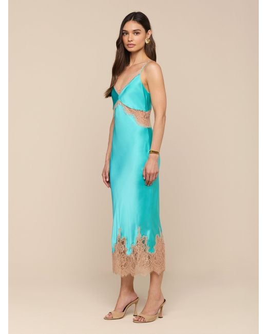 L'Agence Blue Scotly Silk Lace Dress