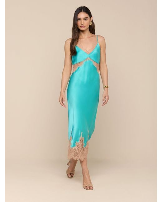 L'Agence Blue Scotly Silk Lace Dress