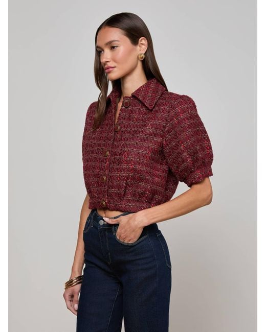 L'Agence Red Cove Cropped Tweed Jacket