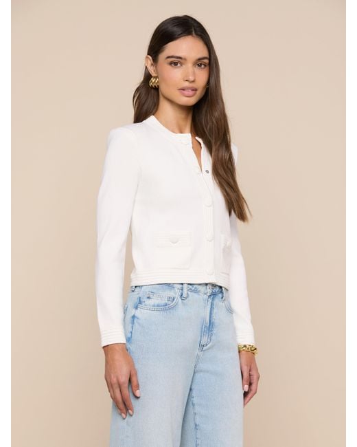 L'Agence Blue Patsy Cropped Cardigan