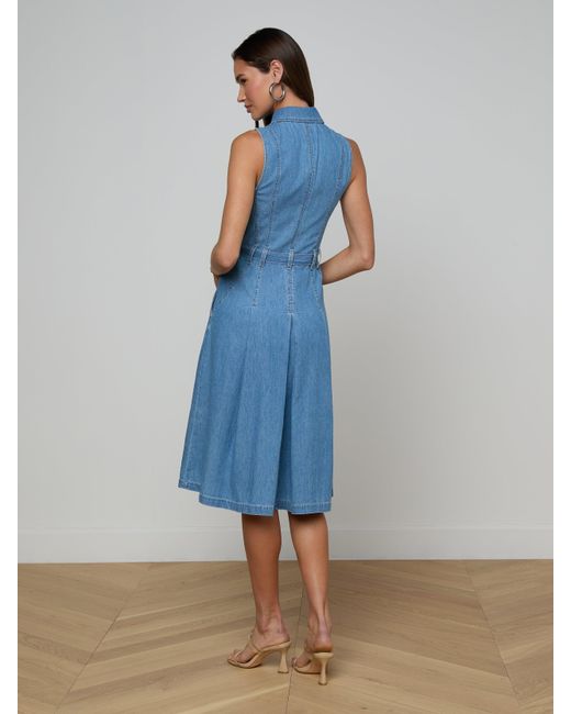 L'Agence Blue Kieran Shirt Dress