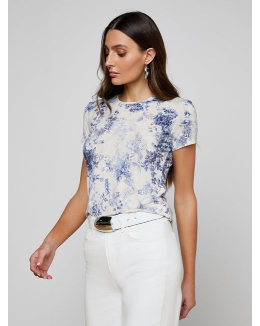 L'Agence Blue Ressi Fitted T-Shirt