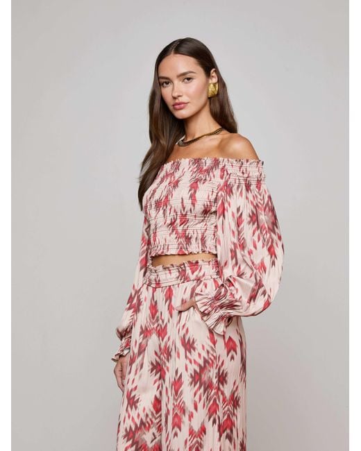 L'Agence Red Graciela Off-Shoulder Top