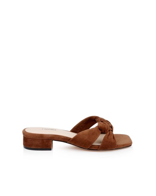 L'Agence Brown Lea Suede Knot Sandal