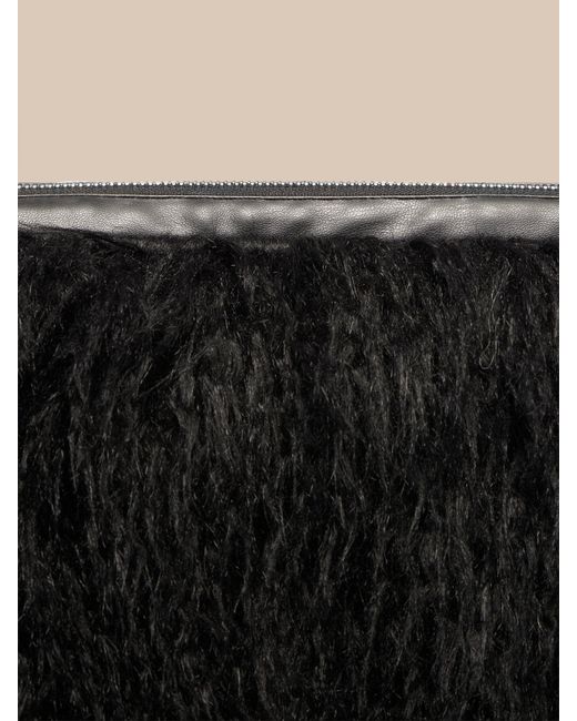 L'Agence Black Adelina Faux Fur Clutch
