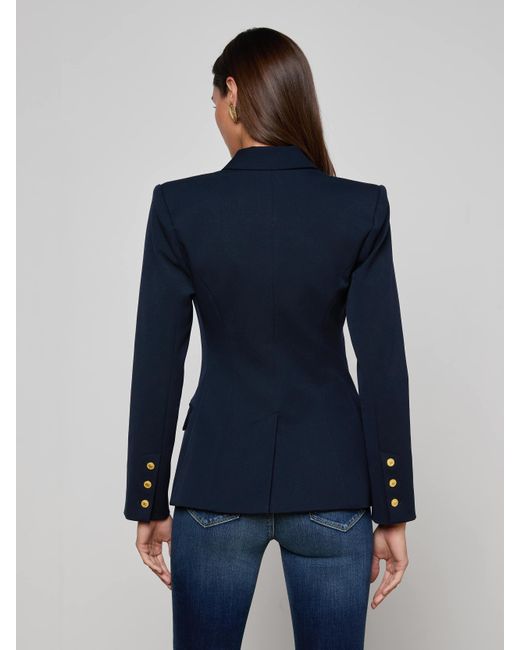 L'Agence Blue Kyomi Double-Breasted Blazer