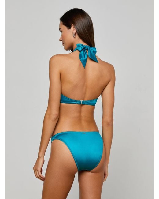 L'Agence Blue Krysta Halter Bikini Top