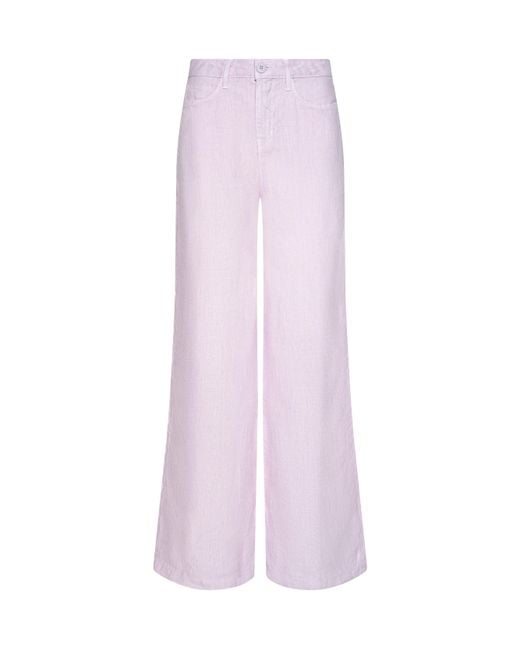 L'Agence Pink Amara Linen Wide-Leg Pants