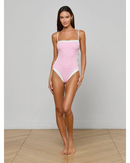 L'Agence Purple Tory Bandeau One-Piece Swimsuit