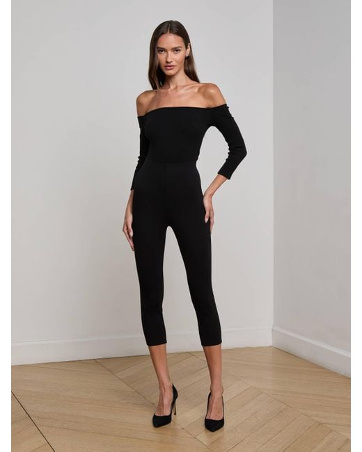 L'Agence Black 'Agence Evelyn Off-The-Shoulder Bodysuit