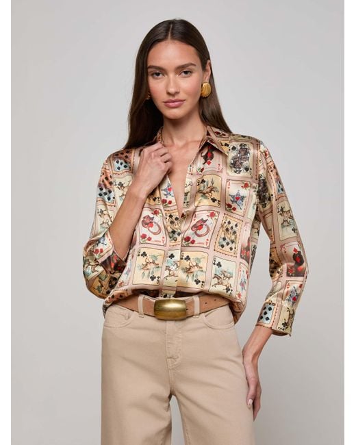 L'Agence Natural Dani Silk Blouse Top