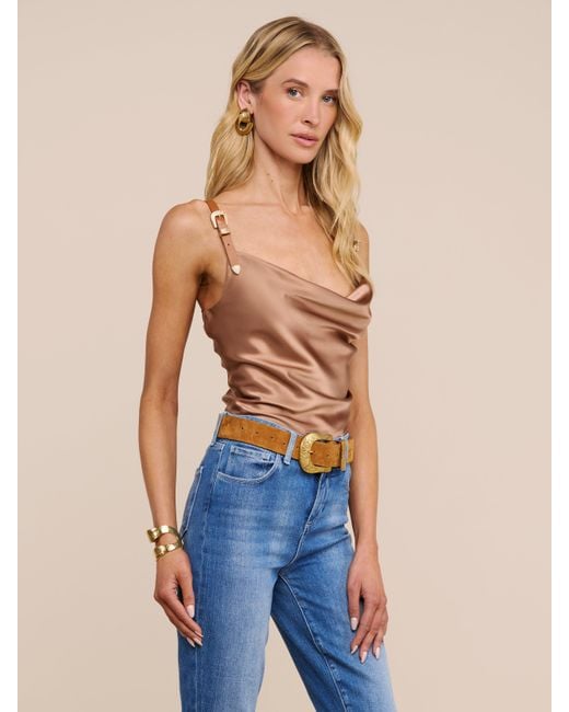 L'Agence Natural Lux Silk Buckle-Strap Camisole