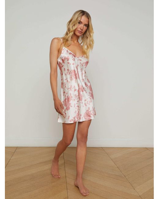 L'Agence White Inez Silk Slip Dress