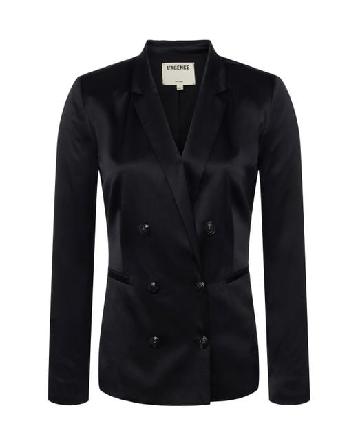 Blazer Croisé En Charmeuse De Soie Colin En Noir L'Agence en coloris Black