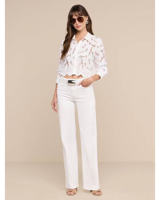L'Agence White Seychelle Lace Cropped Blouse