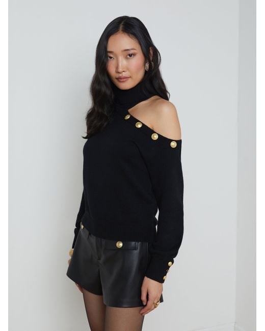 L'Agence Blue Brixie Cutout Turtleneck